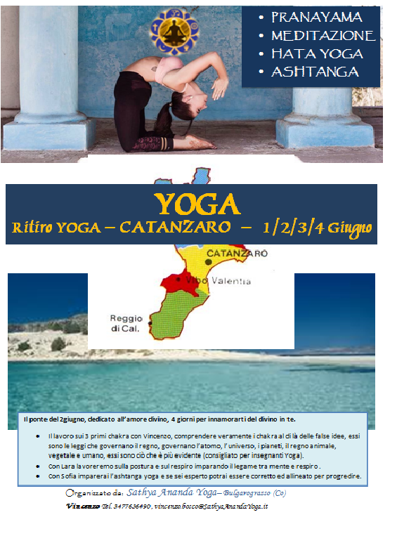 Ritiro YOGA – CATANZARO  –  1/2/3/4 Giugno